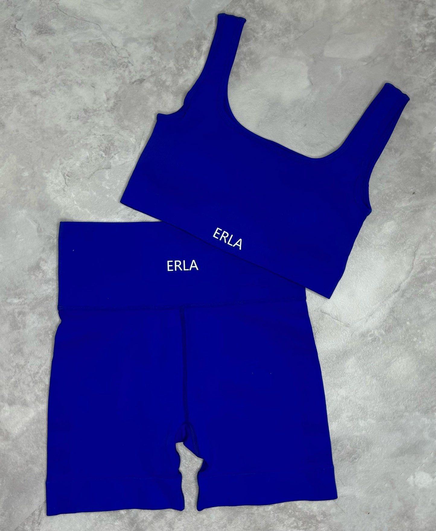 Electric Blue Ribbed Shorts Set